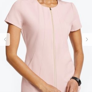 NWT. Jaanu Blush Pink Gold Full Zip Scrub Top. Size Small.